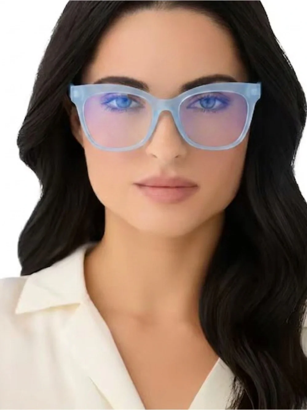 DIFF Willa Bluelight Glasses Crystal Blue Aura Frame Blue Light Lens Square NWT